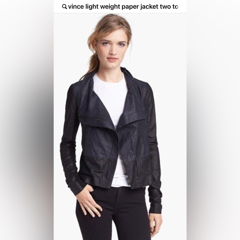 Vince Lightweight Black and Blue  Leather Jacket